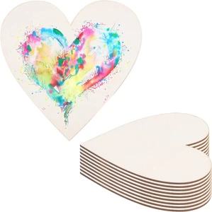10PCS 6 Inch Valentine Wood Heart Cutouts Wooden Heart Slices Embellishments Orn - Picture 1 of 7