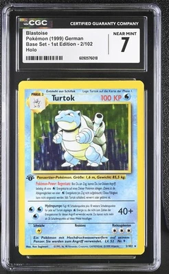 CGC 7 GERMAN Blastoise 1999 Base Set 1st Edition 2/102 Holo Pokemon Card - Image 1 of 2