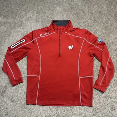 Escopeta de golf Wisconsin Badgers Columbia Omni Wick 1/4 cremallera pulóver para hombre grande rojo Foto 1 de 4