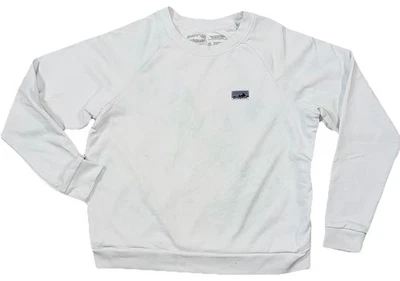 Camiseta Patagonia Swestshirt Mujer M Blanco/Verde Algodón Orgánico Regenerativo Crew Logo Foto 1 de 4