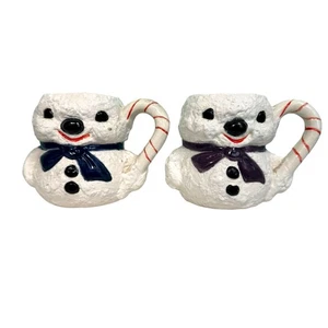 2 Vintage Keramik Frosty der Schneemann Tassen 50er Jahre Handgemacht Signiert Lesen* - Bild 1 von 15