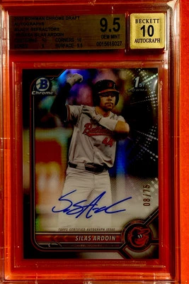 2022 Bowman Chrome Draft Black Ref Silas Ardoin Auto RC SP/75 BGS 9.5 GEM MINT - Image 1 of 4