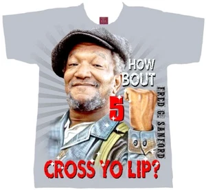 FRED SANFORD 5 ACROSS YO LIP T-SHIRT, Sanford And Son T-Shirt. AUNT ESTER. - Picture 1 of 3