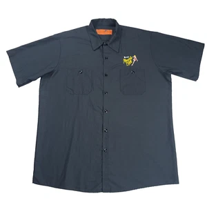 Vintage B-17 Memphis Belle Button Front Shirt Mens XL Black Short Sleeve Red Kap - Picture 1 of 10