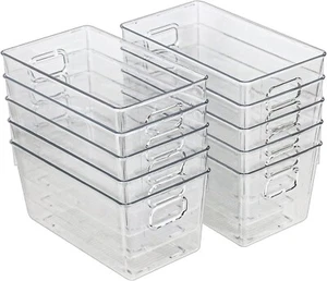 10-Pack Clear Storage Bins with Handles for Kitchen & Pantry Organization - Picture 1 of 5
