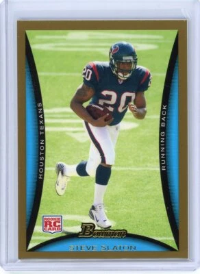 2008 BOWMAN GOLD SP STEVE SLATON RC ROOKIE #189 TEXANS WVU MOUNTAINEERS MINT - Image 1 of 2