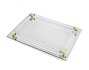 "Bandeja de espejo bandeja de tocador bandeja de servir con borde de cristal - 9"" x 14" - Imagen 1 de 1