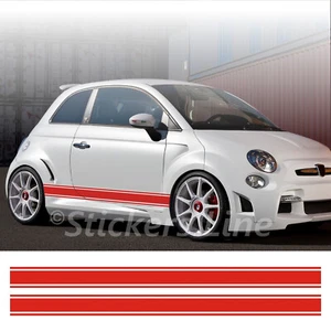 Fasce adesive compatibili Fiat 500 strisce fiancate adesivi laterali + spatola - Picture 1 of 1