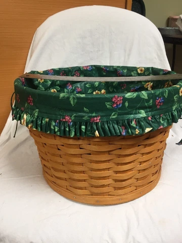 Longaberger Large Basket Green Floral Round Liner 1997 Cover