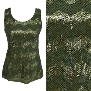 Coldwater Creek Top Womens XS Sleeveless Sequin Party Bling Chevron Green Tank - Picture 1 of 12