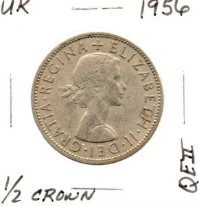 Great Britain 1/2 Crown 1956 KM# 907 Circulated Condition Queen Elizabeth II - Picture 1 of 8