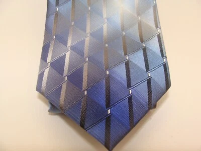 VAN HEUSEN ~ 100% шелк мужской галстук ~ VGC ~ синий ~ серый ~ белые точки ~ квадраты ~ - Изображение 1 из 4