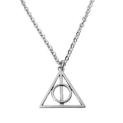Collana HARRY POTTER Argento catena ACCIAIO INOX doni della morte triangolo uomo - Immagine 1 di 4