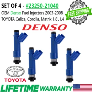 NEW GENUINE DENSO x4 Fuel Injectors for 2003-2008 Toyota 1.8L L4 #23250-21040 - Picture 1 of 4