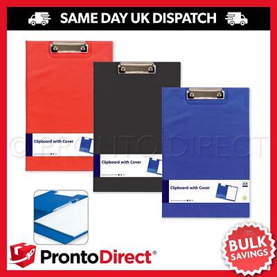 A4 FOOLSCAP CLIPBOARD Black Red Blue PVC CLIP BOARD Filing Home School Office • 2.49£