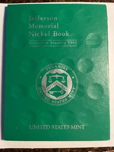 US Mint Jefferson Memorial Green Nickel Book #2 1962-1995 BOOK ONLY NO COINS - Picture 1 of 2