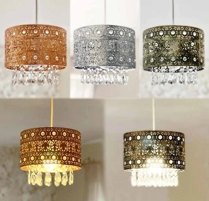 MODA GEM CEILING LIGHT SHADE CHANDELIER PENDANT WITH CLEAR ACRYLIC BEADS - Picture 1 of 18