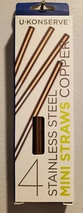 U-Konserve Stainless Steel Mini Cocktail Straws 5.75" Set of 4 - Copper - Picture 1 of 2