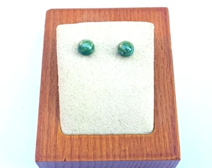 Vintage 14K Gold & Jade/Jadite Post Earrings - Picture 1 of 5