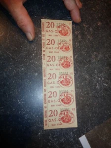 lot d'Anciens Tickets de Rationnement Gas Oil 20 Litres Mai 1946 - Picture 1 of 2