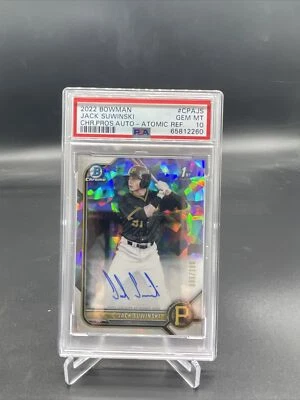 2022 Bowman Jack Suwinski Chrome 1st Bowman Atomic Auto /100 CPA-JS PSA 10 - Image 1 of 3