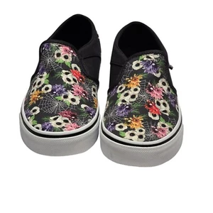 VANS Off The Wall Floral Web Nine Iron Canvas Slip On Women's Sneakers Size 8US - Picture 1 of 5