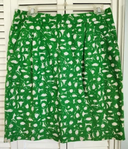 Boden Women's Linen Blend Pencil Skirt Green & Ivory Pleated Preppy size 8 - Picture 1 of 7