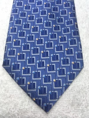 SAVILE ROW MENS TIE SHADES OF BLUE WITH ORANGE 3.75 X 59 - Image 1 of 4