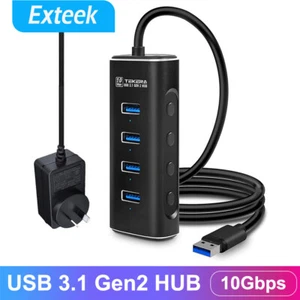 USB 3.1 Gen2 4 Ports USB Hub SuperSpeed 10Gbps Powered USB hub splitter Power AU - Picture 1 of 8
