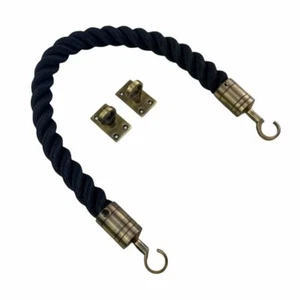 Cuerda barrera Softline negra 24 mm x 2 m c/w gancho y ojales de latón antiguo - Imagen 1 de 1