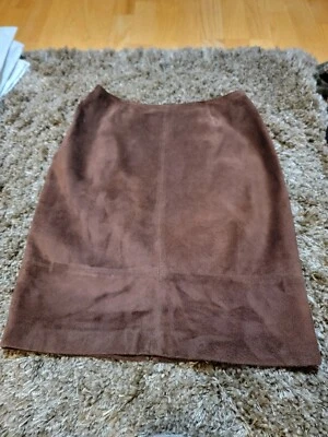 Falda Lord & Taylor VINTAGE Gamuza Cuero Talla 2 Pequeña Larga Lápiz Marrón Foto 1 de 3