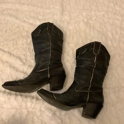 Very Volatile 木炭灰色西部牛仔靴 Rawhide 女式 8.5 码  — 第 1/4 张图片