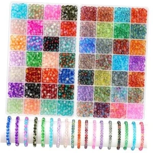  2800 6mm Glass Beads for Bracelets, 56 Crackle Color & Ink Pattern Color - Picture 1 of 8