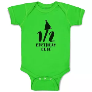 Baby Bodysuit Half Birthday Dude Birthday Hat Style A Boy & Girl Baby Clothes - Picture 1 of 21