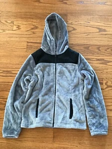 So Perfectly Soft Girls Gray Black Hooded Fleece Jacket Size 12 EUC - Picture 1 of 2