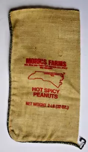 Vintage Cloth Bag Sack - MORRIS FARMS HOT SPICY PEANUTS, BARCO NORTH CAROLINA - Picture 1 of 1