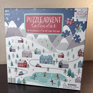 12 Christmas JIGSAW PUZZLES ADVENT CALENDAR Aldi 2023 Dozen 80pc Puzzles -Sealed - Picture 1 of 12