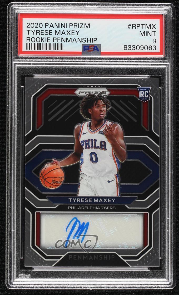 2020 Panini Prizm Rookie Penmanship Tyrese Maxey PSA 9 MINT Rookie Auto RC