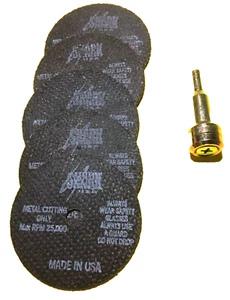 1/4"-3/8"  ARBOR ADAPTER DIE GRINDER CUT OFF BLADE W/ [5] 3/8" SHARK USA WHEELS - Picture 1 of 4