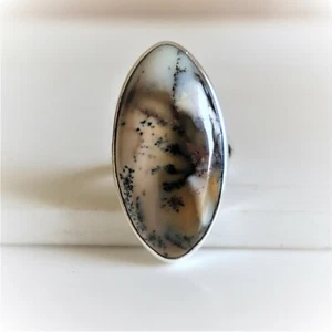 TIGER DENDRIT OPAL NATUR EDELSTEIN 925 STERLING SILBER HANDARBEIT SCHMUCK RING  - Bild 1 von 7
