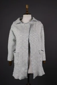 OLEANA Espeland White Geometric Alpaca Knit Coat Size M - Picture 1 of 9
