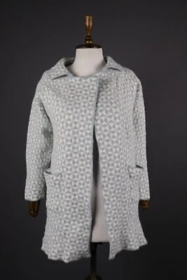 OLEANA Espeland White Geometric Alpaca Knit Coat Size M - Image 1 of 4