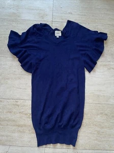 I. Madeline Balloon Short Sleeve knitted Blue dress Small - Picture 1 of 6