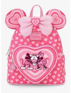 Mini Mochila Loungefly Disney Mickey Minnie Mouse Corazón Orejas Rosa-San Valentín - Imagen 1 de 7