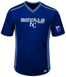 Camiseta deportiva azul cuello en V de rendimiento base genial de los Kansas City Royals MLB para hombre tallas grandes - Imagen 1 de 2