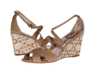 Christian Dior Size 36.5/6.5 Beige Patent Leather Wedges - Picture 1 of 1