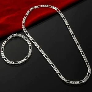 Silber 4 mm Kette Armband und Halskette Schmuckset - Bild 1 von 5