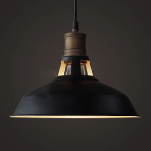 Modern Farmhouse Black Kitchen Pendant Light Metal Barn Shade Hanging Lighting - Picture 1 of 11