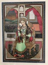 Indian Jewelled Miniature Painting Mughal Queen Mumtaz Mahal  Resin Ivorine