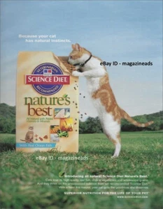 SCIENCE DIET 1-seitige DRUCKANZEIGE 2003 süß orange weiß TABBY KATZE isst aus dem Beutel - Bild 1 von 1